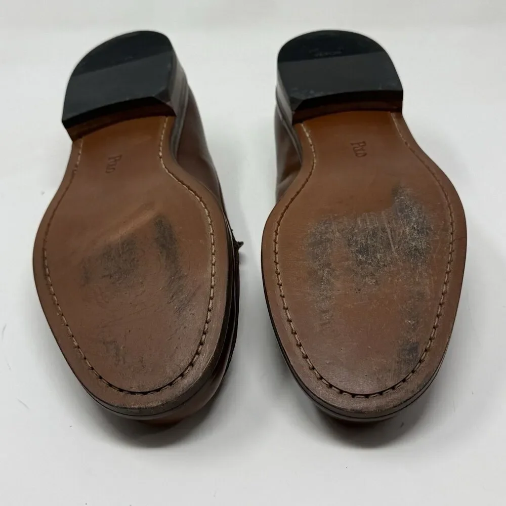 Polo Ralph Lauren Loafers Dress Shoes Mens 9 D Brown Leather Vintage Italy